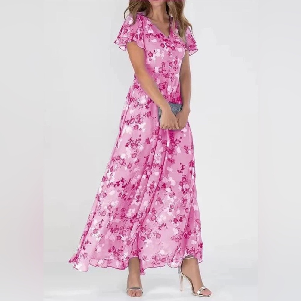 ⭐️Host Pick⭐️ Pink Floral Maxi Dress NIB- size 12/14 or Large